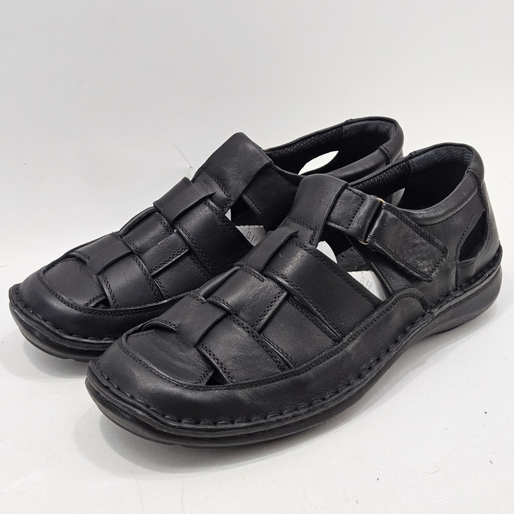 Spring Step Aspeno-B Fisherman Sandals Mens 10.5-11 Black Leather Hook&Loop New